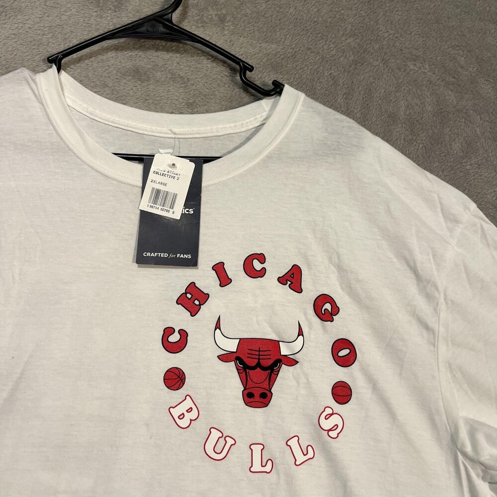 Chicago Bulls Shirt Mens 2XL White NBA Basketball Graphic Tee Short Sleeve - Picture 3 of 8